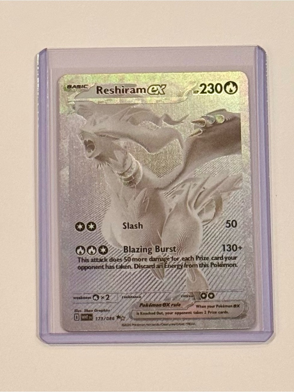 Pokémon TCG Reshiram EX White Flare Black White Rare 173/086 Fan Art DIY Custom